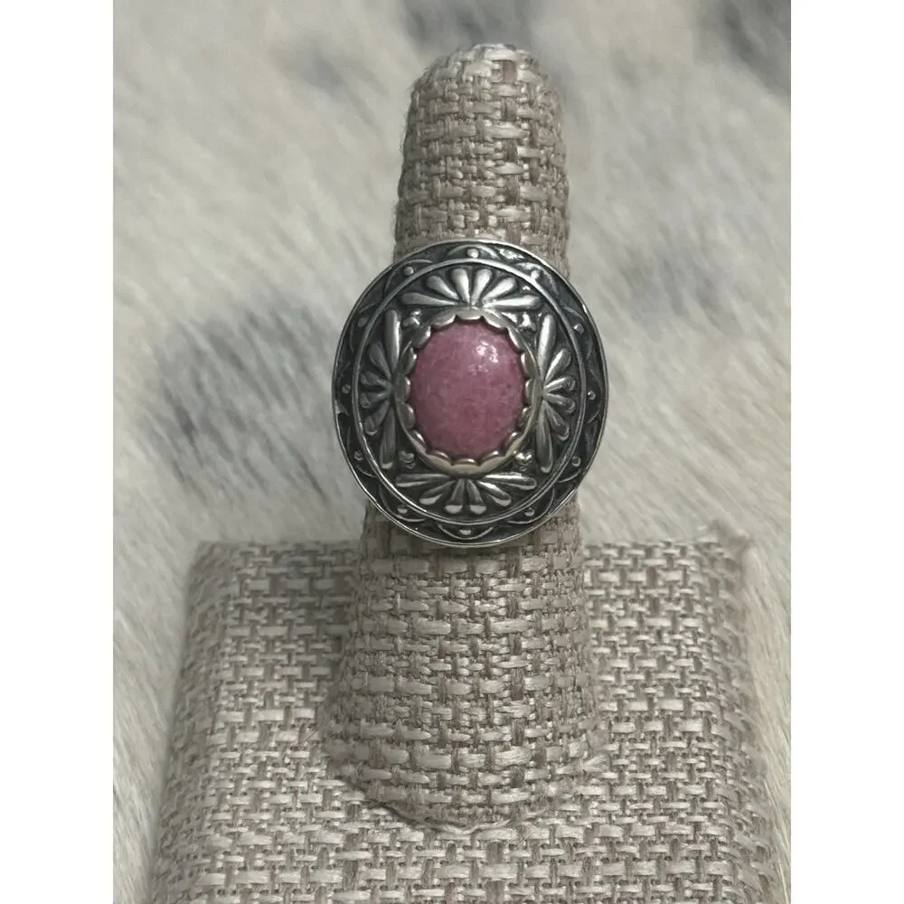 Carolyn Pollack Relios Sterling Silver Pink Rhodochrosite Concho Dome Ring 7